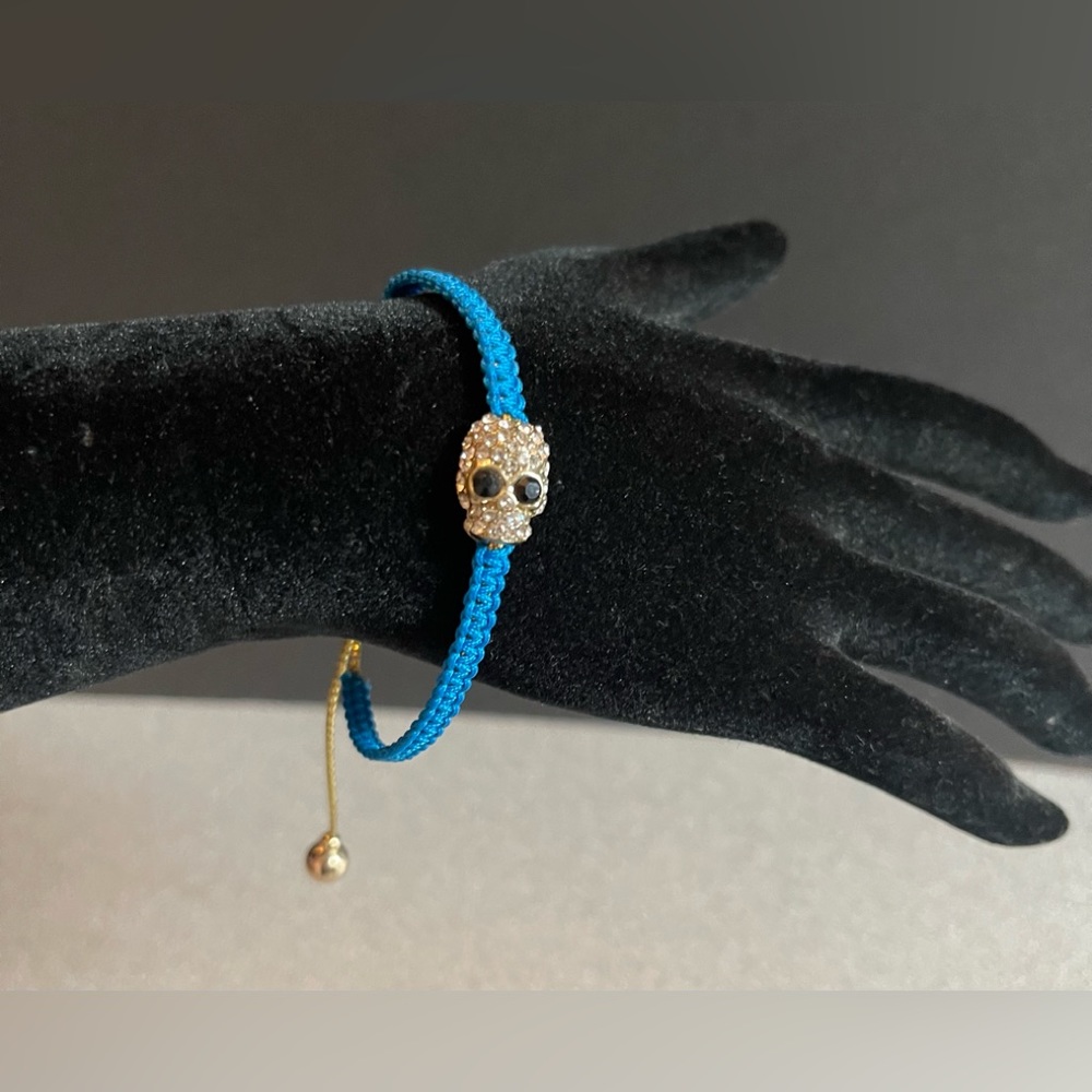 Blue Friendship Bling Skull Extendable Bracelet